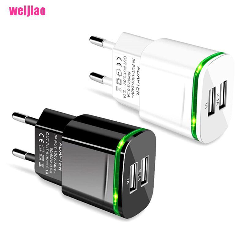 Củ Sạc 2 Cổng Usb 5v 2a Có Đèn Led Cho Iphone Ipad Samsung