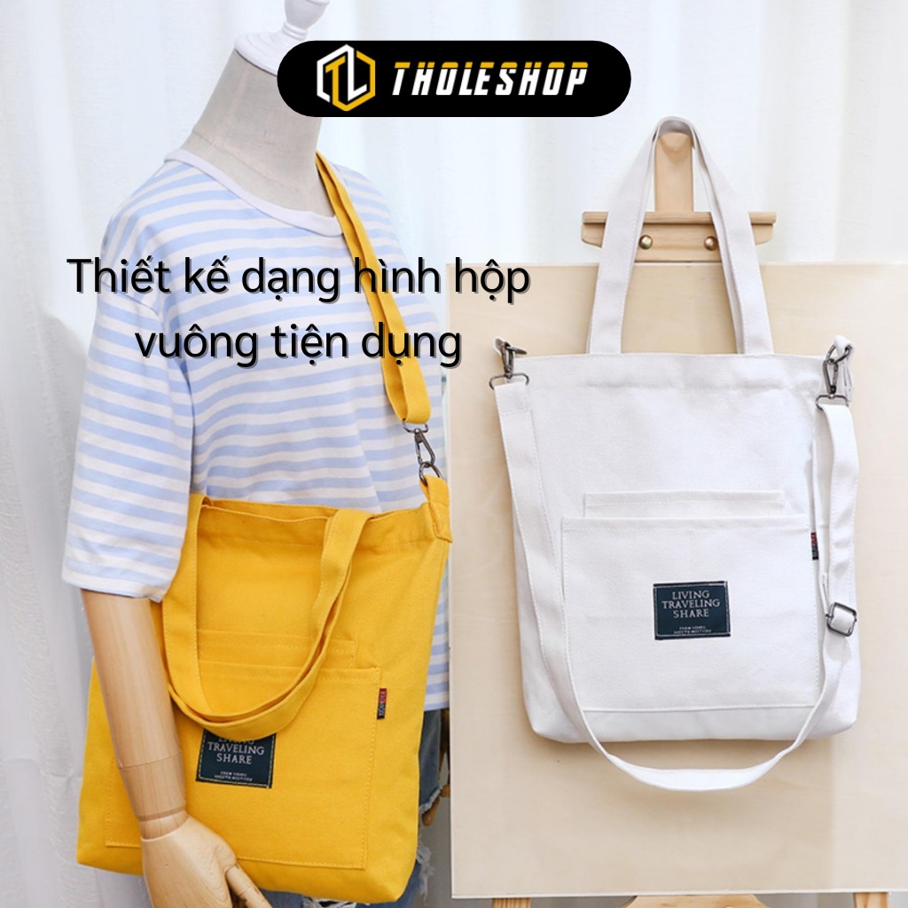 Túi Tote - Túi Xách Vải Đeo Vai Living, Chất Liệu Canvas Bền, Phong Cách Hàn Quốc 7398