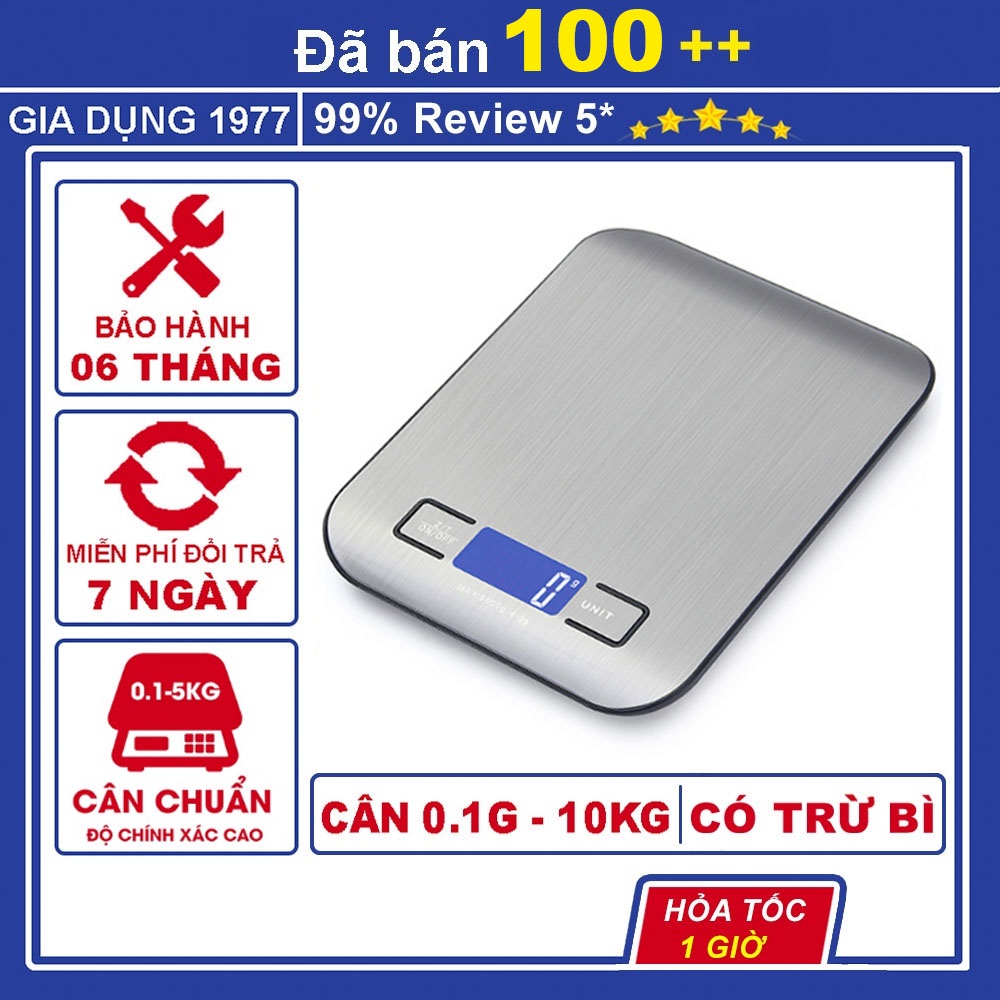 Cân tiểu ly điện tử nhà bếp mini định lượng 1g - 5kg, Cân tiểu ly làm bánh độ chính xác cao tặng kèm pin