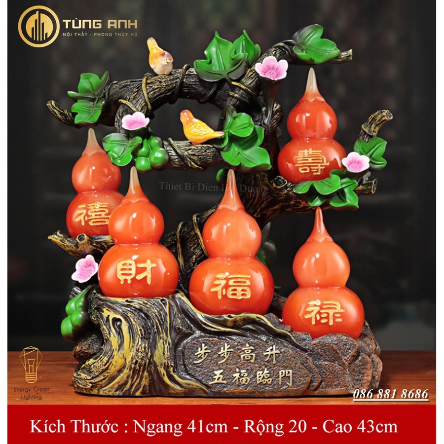 Hồ Lô Phong Thủy Cao 43cm - 3 Màu Sắc Trang Nhã - Vật Phẩm Hút Tài Lộc - Trang Trí Phòng Khách - Làm Món Quà Tân Gia