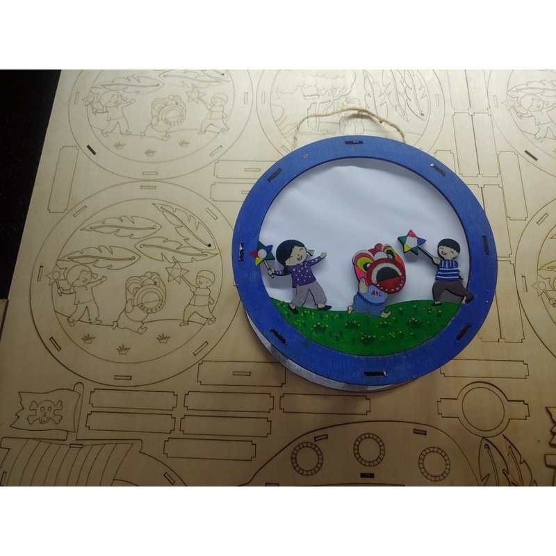 Đèn trung thu gỗ ❤Quà tặng cho bé❤ Tặng kèm 8 màu vẽ 💁‍♀️Bé thỏa sức tô vẽ sáng tạo rước đèn đêm rằm