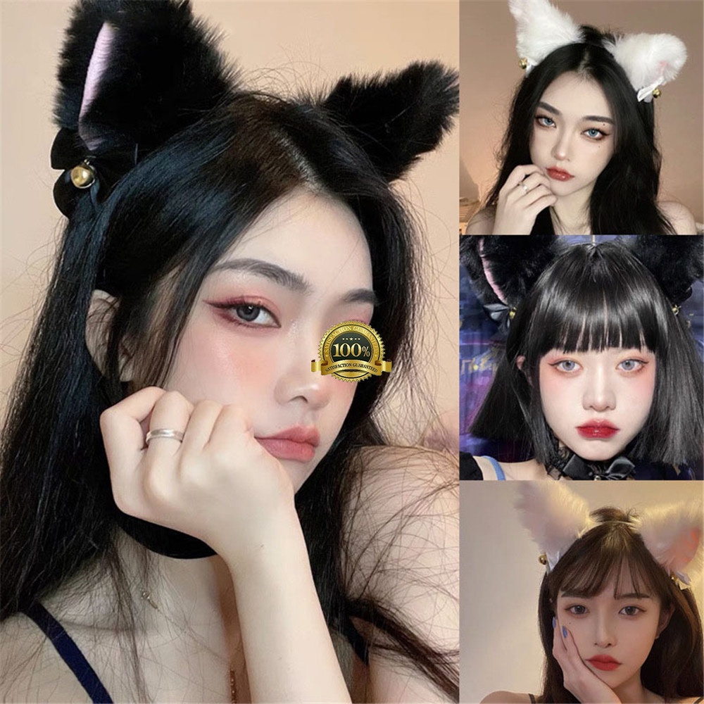 Cài tóc tai mèo/tai cáo phối lông gắn chuông kiểu dáng dễ thương dành cho bạn gái