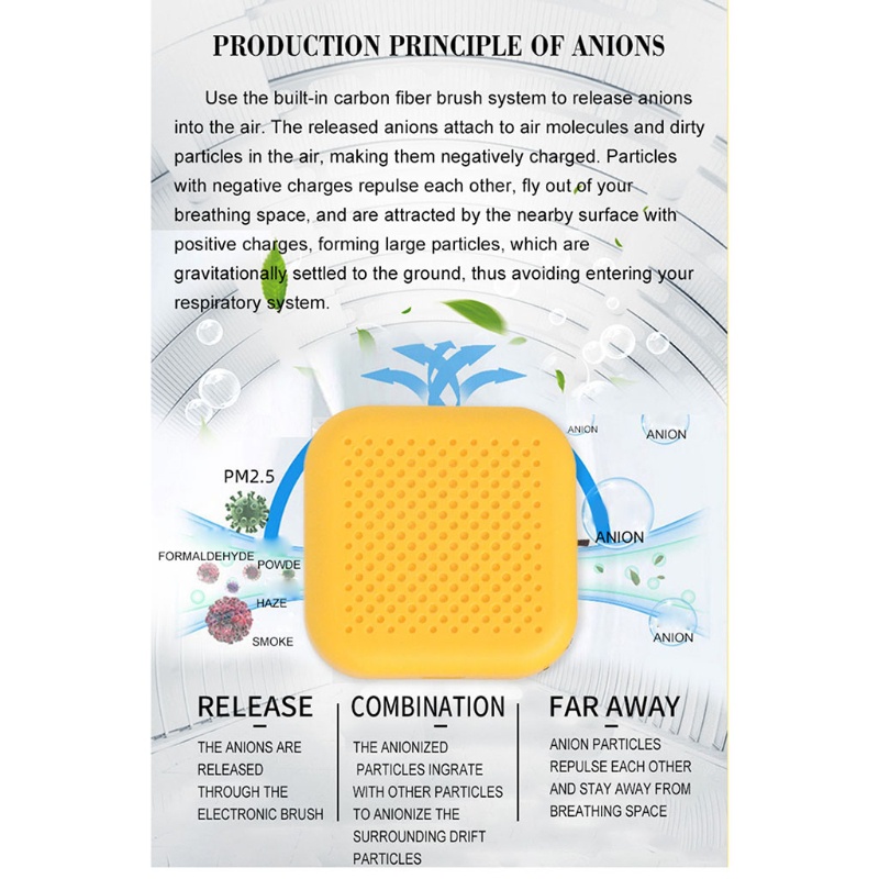 Máy Lọc Không Khí Khử Mùi Ion Âm Thiết Kế Nhỏ Gọn Tiện Dụng Cho Gia Đình