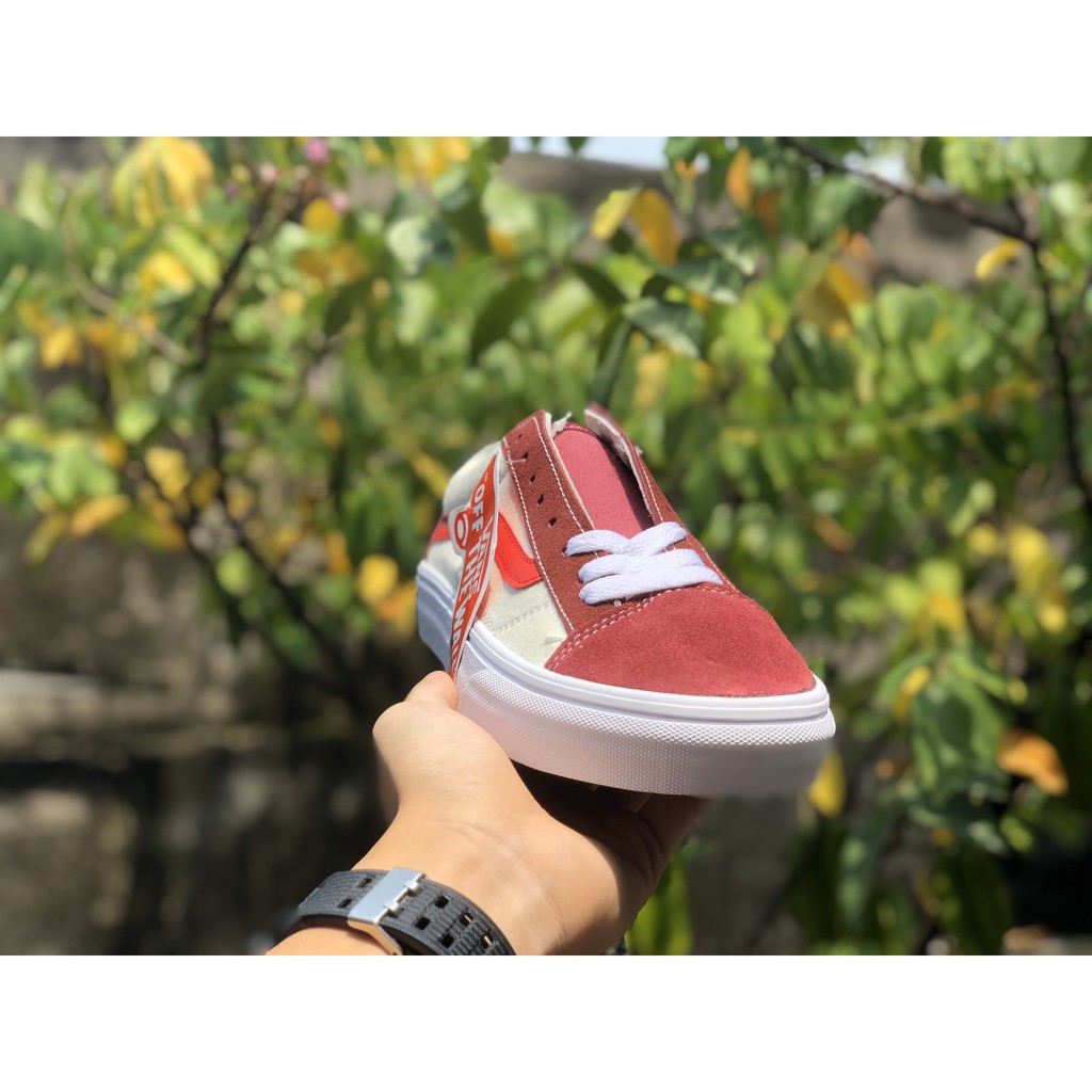 giầy vans style  trắng đỏ 11 da thật lót trắng [freeship + box]