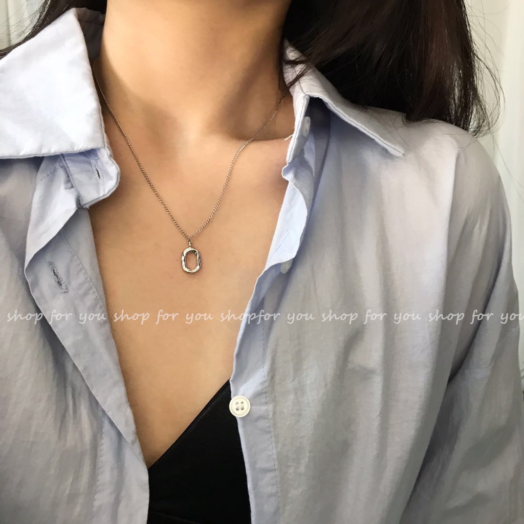 Vòng cổ Mặt oval Phong Cách Hàn Quốc Thời Trang Cho Nữ