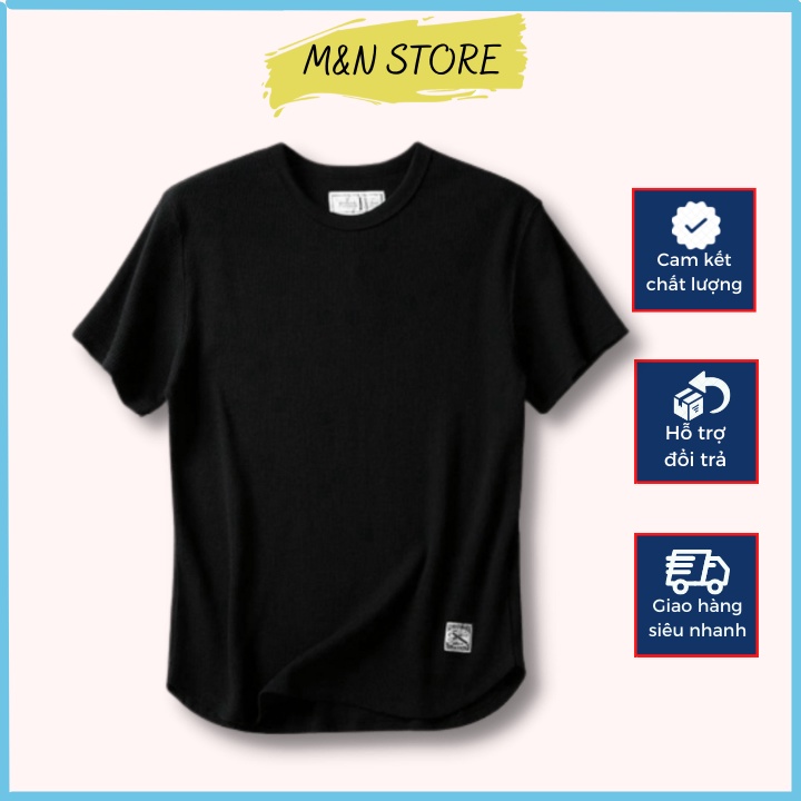 Áo phông nam cổ tròn cộc tay chất liệu cotton tổ ong mềm mịn co giãn