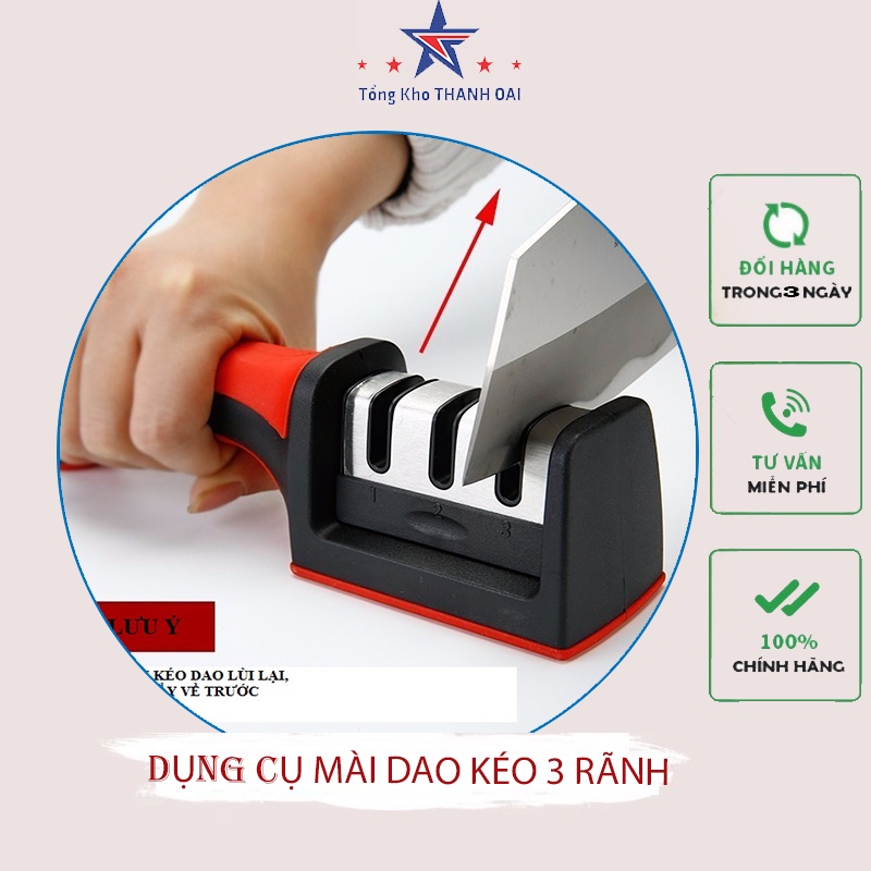 Dụng cụ mài dao kéo 3 rãnh tiện lợi thay thế cho đá mài dao hoặc máy mài
