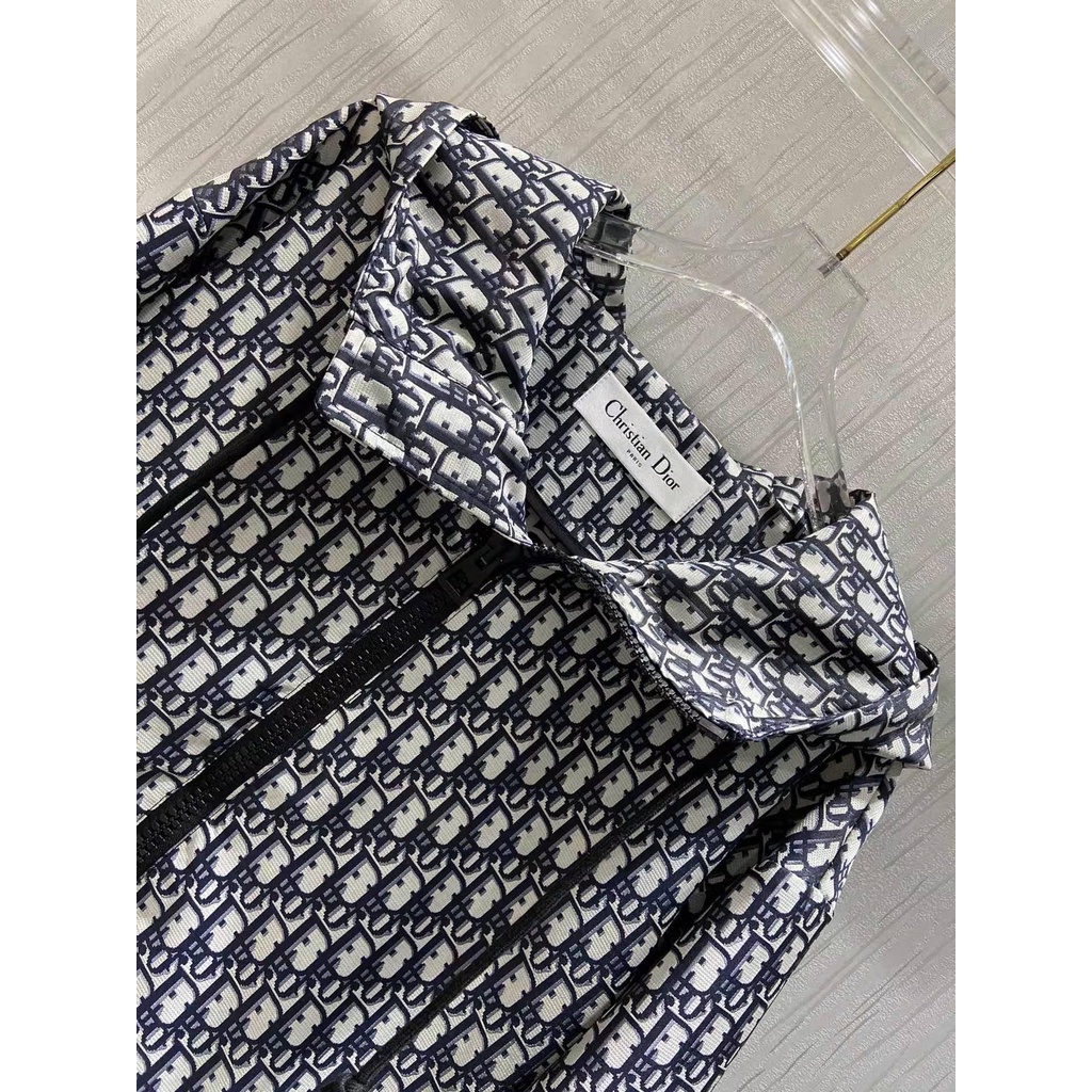 Áo khoác nữ có mũ thời trang cao cấp Christian Dior CD họa tiết Oblique độc đáo