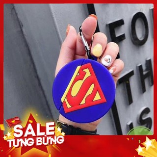 🌟Tặng kèm móc treo - Case Airpod 1 2 Hộp tròn chữ S🌟Vỏ bao AirPods silicon đựng tai nghe không dây i11 i12... Superman