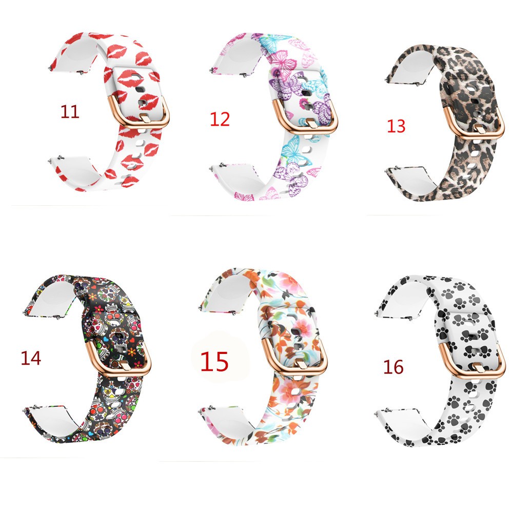 Dây Đeo Silicon In Họa Tiết Hoa 20mm Cho Đồng Hồ Thông Minh Xiaomi Haylou smart watch 2 LS02 RS4 RS4 Plus