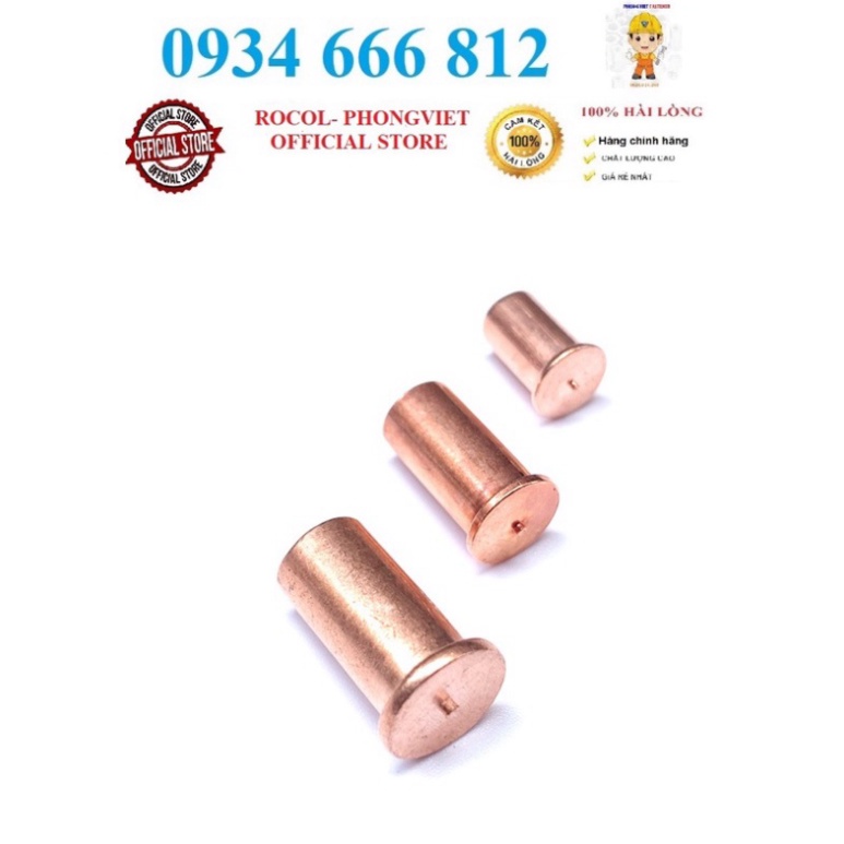 Combo 50c ecu hàn chập hàn nổ M6x10, M6X15 thép mạ đồng