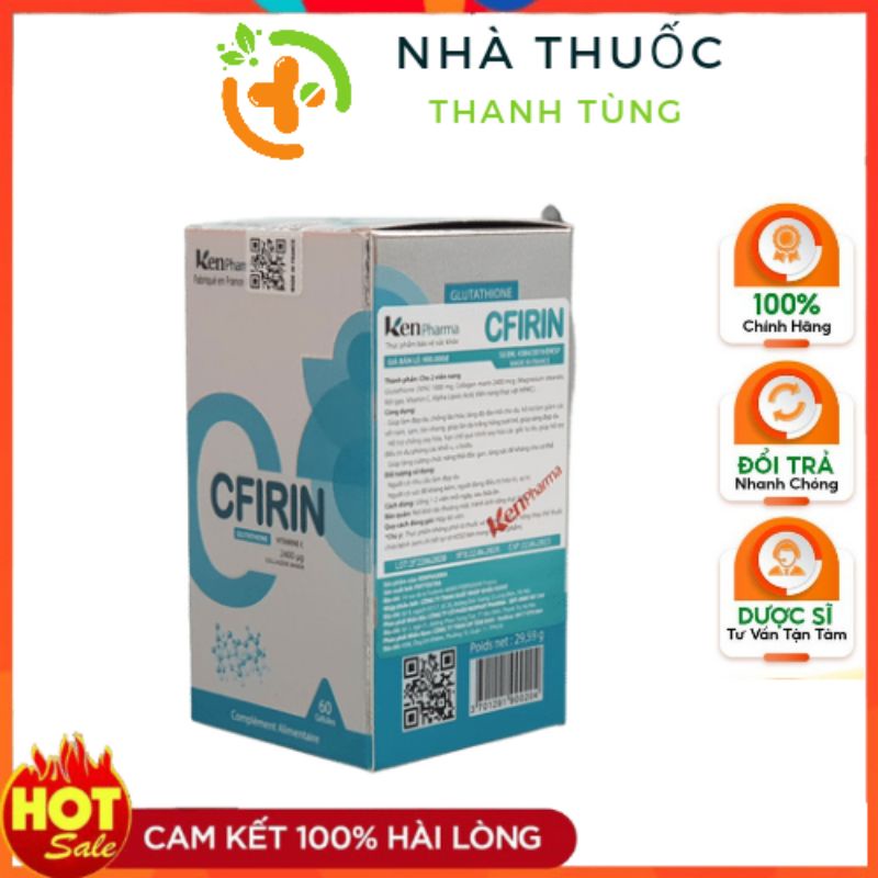 Viên uống trắng da Glutathion Cfirin lọ 60 viên của pháp