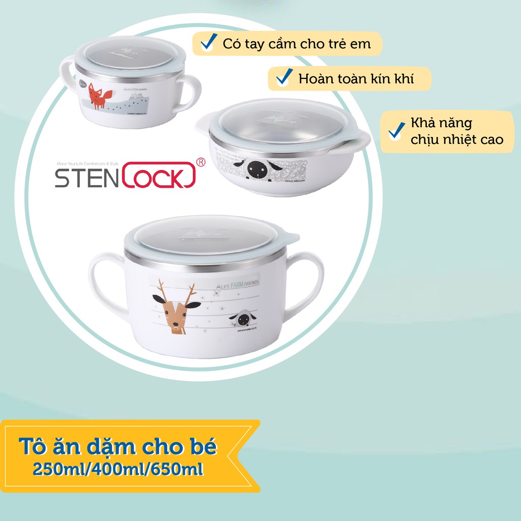 Set đồ dùng ăn dặm Tô / Ly / Đũa STENLOCK (Chính hãng Hàn Quốc)