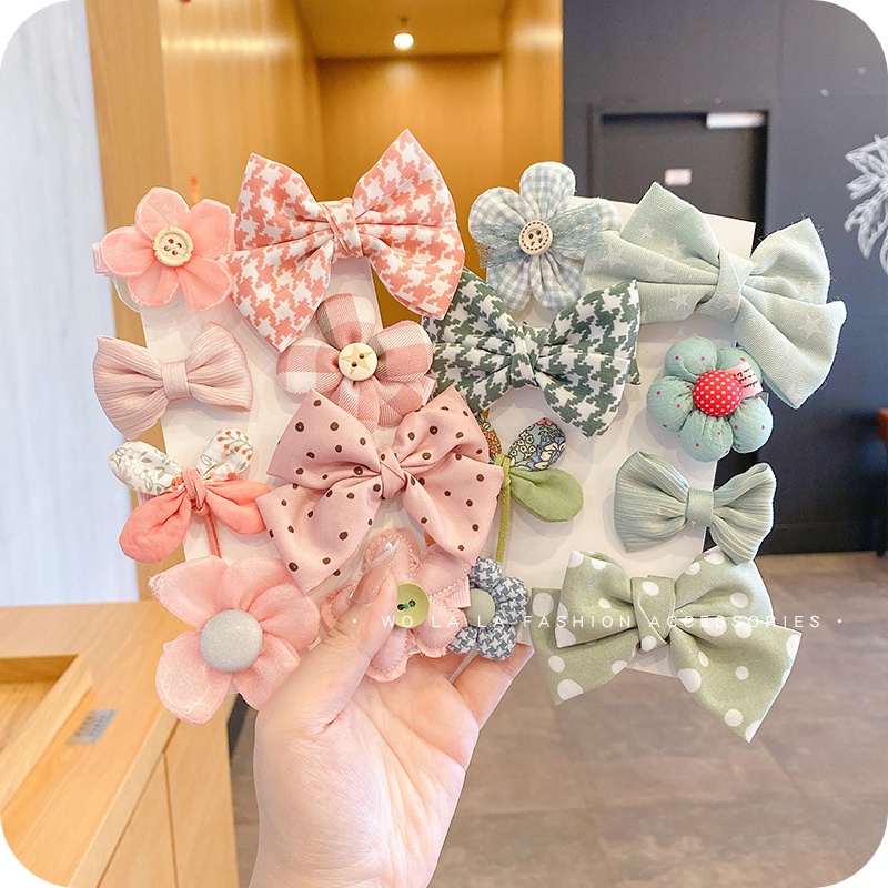 Set 8 Kẹp Tóc Nơ Thời Trang Hàn Quốc Cho Bé Gái