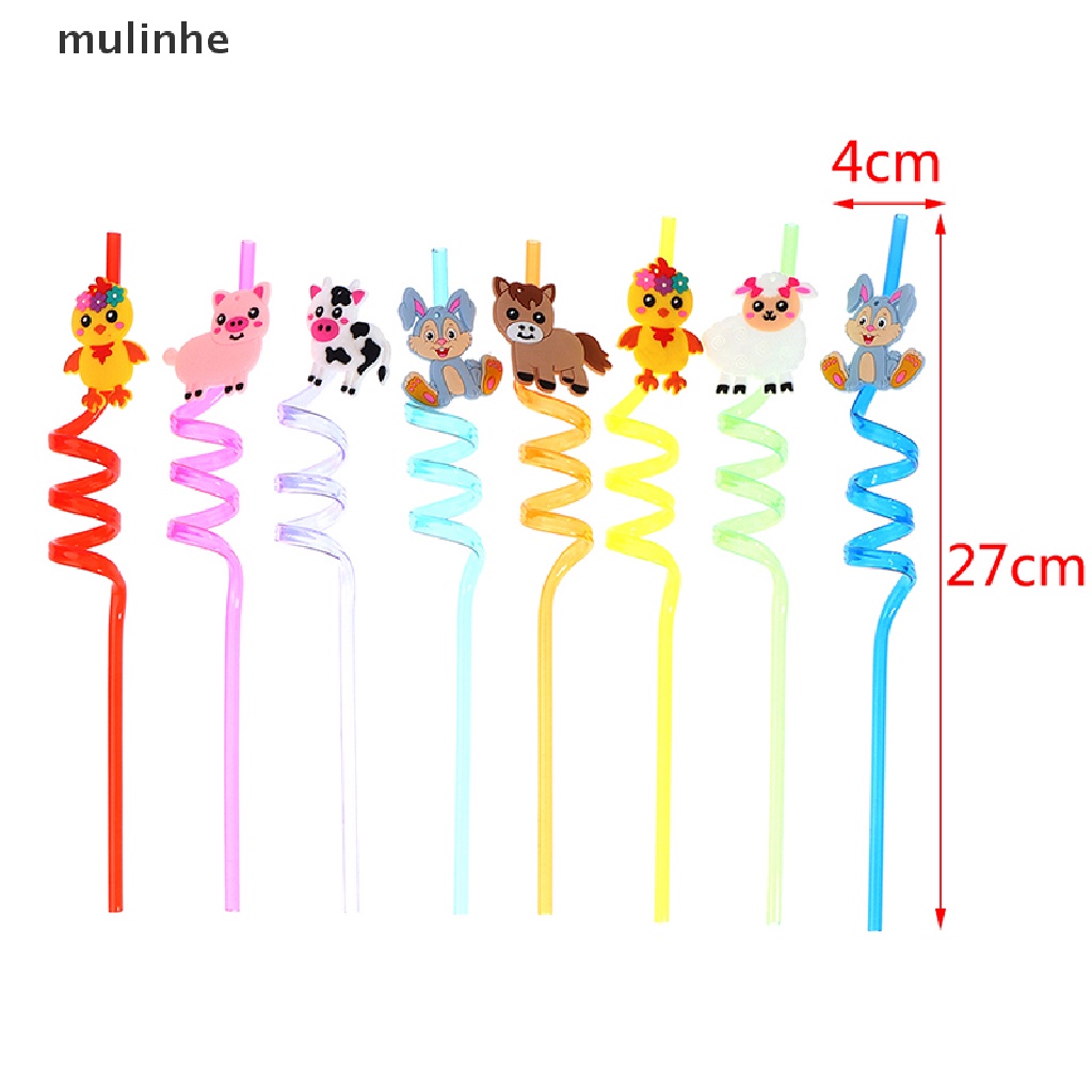 Set 8 Ống Hút Có Thể Tái Sử Dụng Hình Động Vật Cho Bé