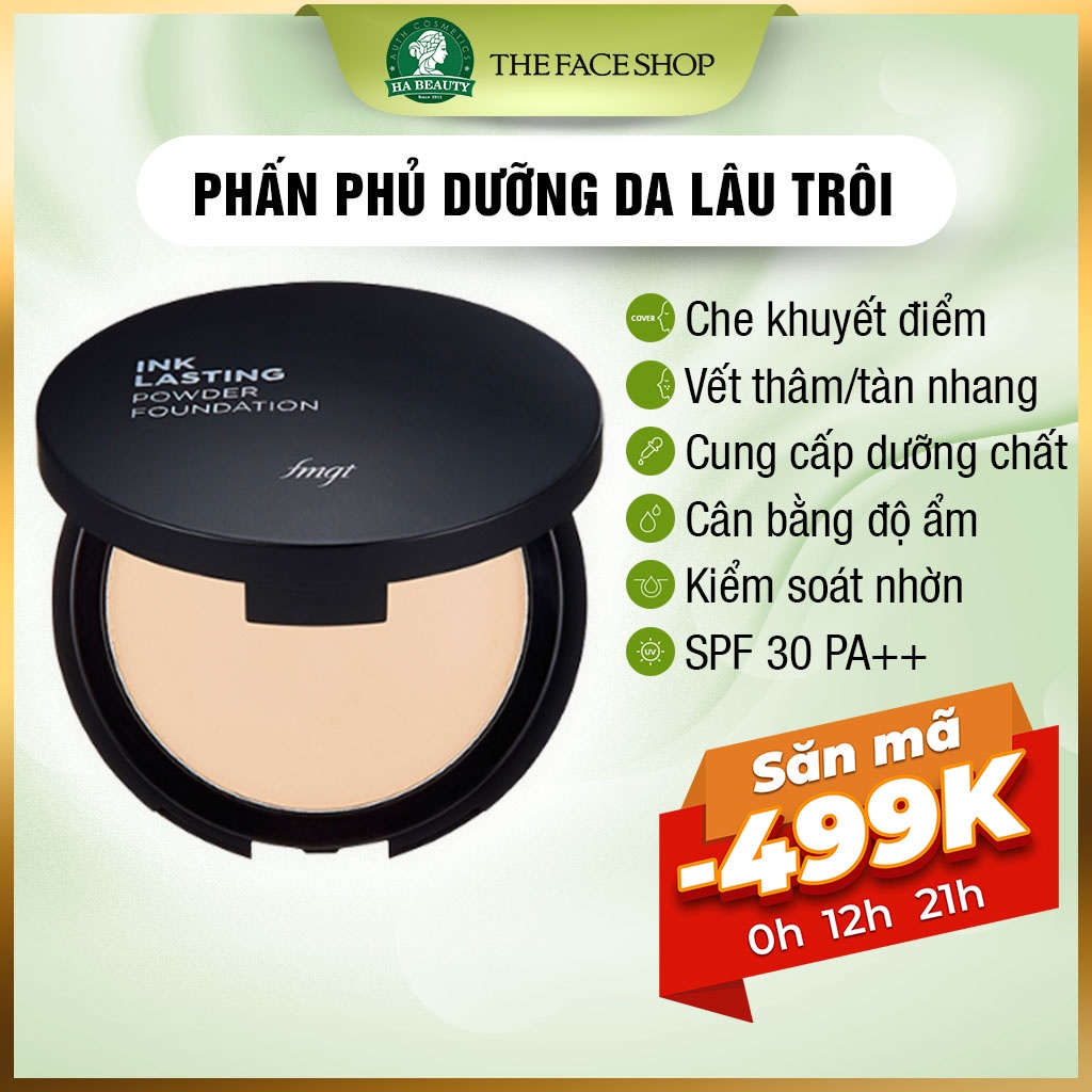 Phấn phủ nén trang điểm siêu mịn dưỡng da chống nắng The Face Shop fmgt Ink Lasting Powder Foundation 9g SPF30+PA+++