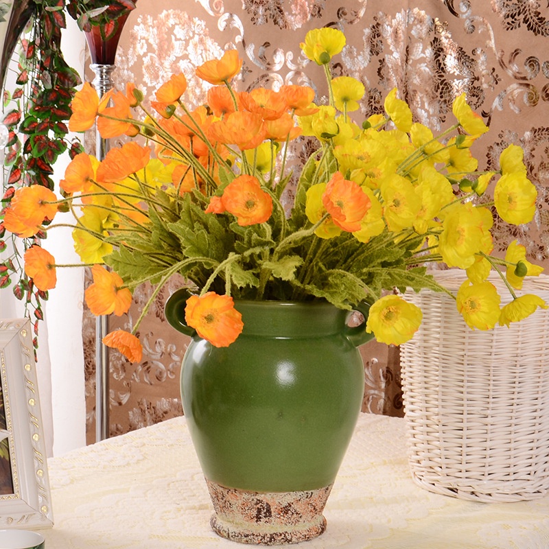 Bó hoa anh túc nhân tạo 4 nhánh trang trí nhà cửa / sân vườn / bữa tiệc / đám cưới