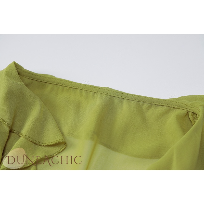 DUNEA Áo Kiểu Tay Dài Cổ Chữ V Thắt Nơ Thời Trang Cho Nữ