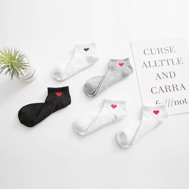 Set 5 đôi tất cổ ngắn Bivota vớ nữ hàn quốc hình trái tim cực đáng yêu T53