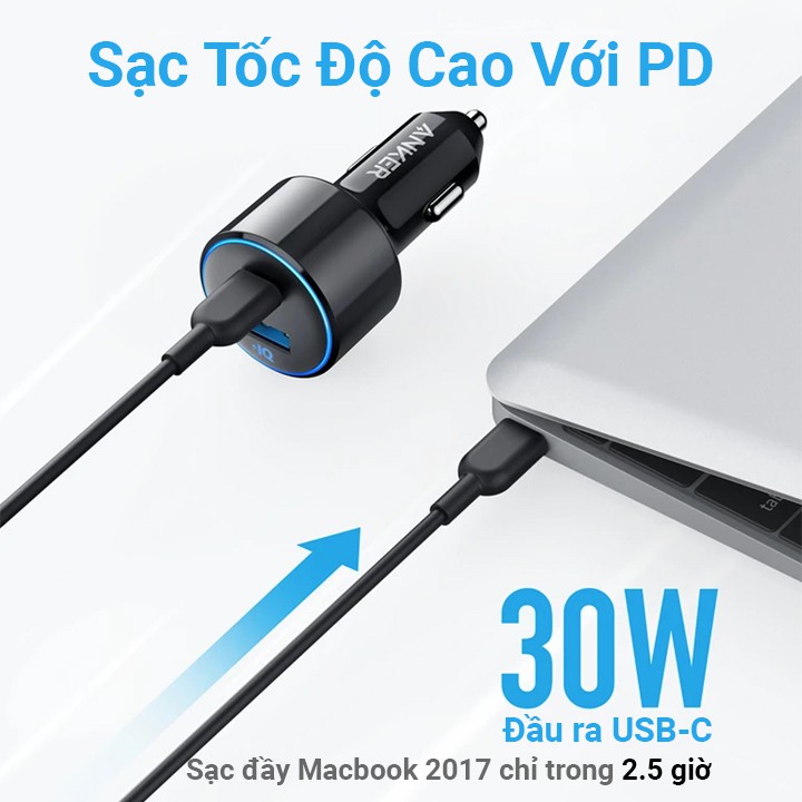Sạc Anker 2 cổng PowerDrive Speed+ Duo công suất 30w Power Delivery - A2227