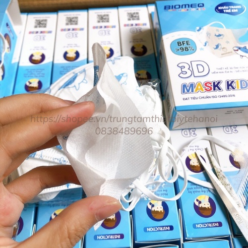 Hộp 15 chiếc khẩu trang trẻ em 3D - BIOMEQ MASK 3D KIDS  2 lớp kháng khuẩn siêu an toàn cho làn da của bé