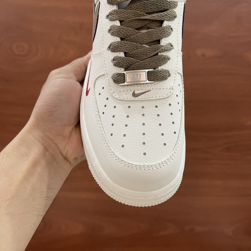 Giày sneaker Af1 custom &quot; White brown &quot; - Fullbox [Bản chuẩn đẹp]