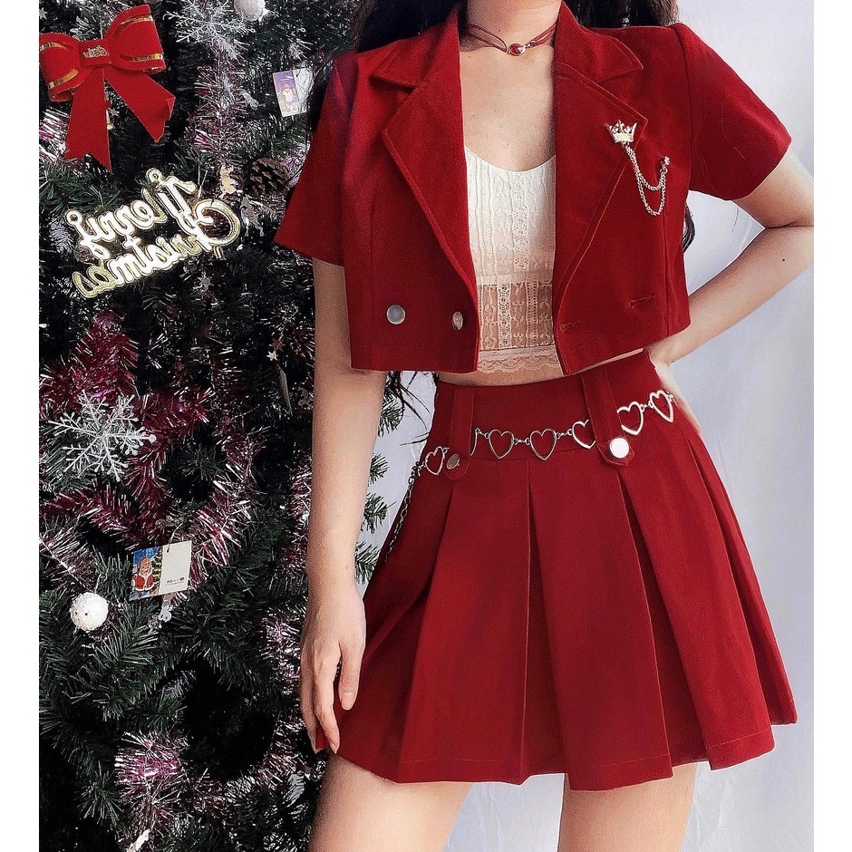 THE FANCE | QUEEN ROYALTY SET Holiday Version (Blazer Cropped + Váy có quần + Ghim áo sang chảnh- ko kèm belt váy)