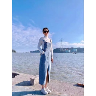 [SẴN] Yếm Jeans Dáng Dài Xẻ Tà
