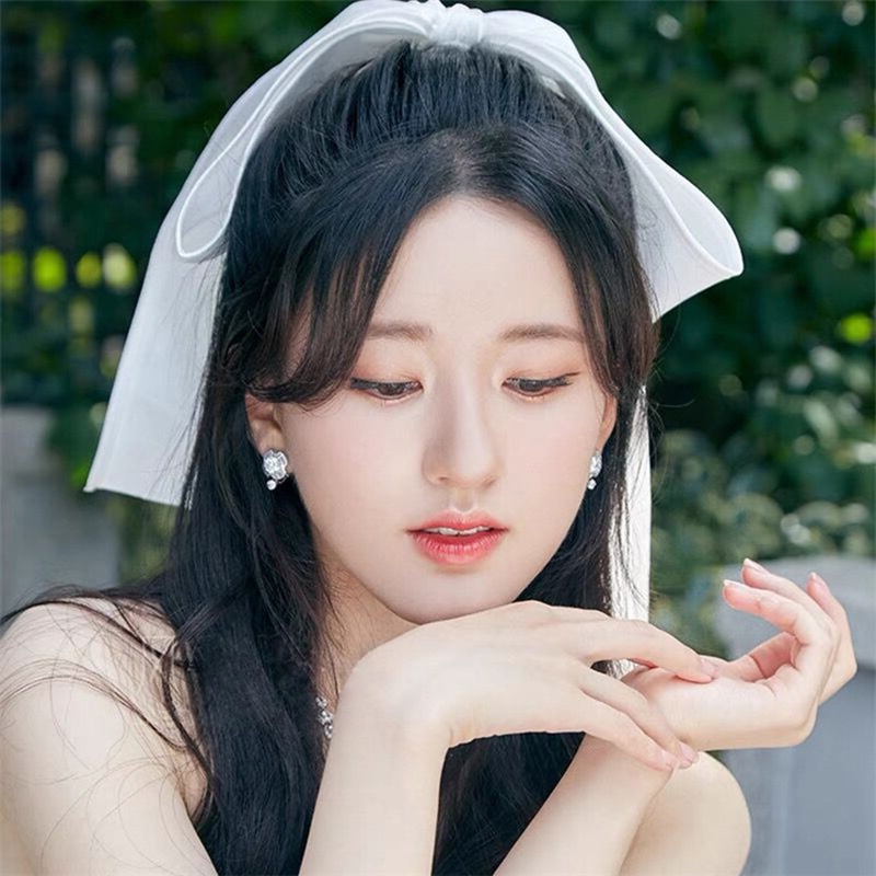 Pháp cổ điển đơn giản màu trắng nơ lớn kẹp tóc nữ phụ kiện tóc cô dâu