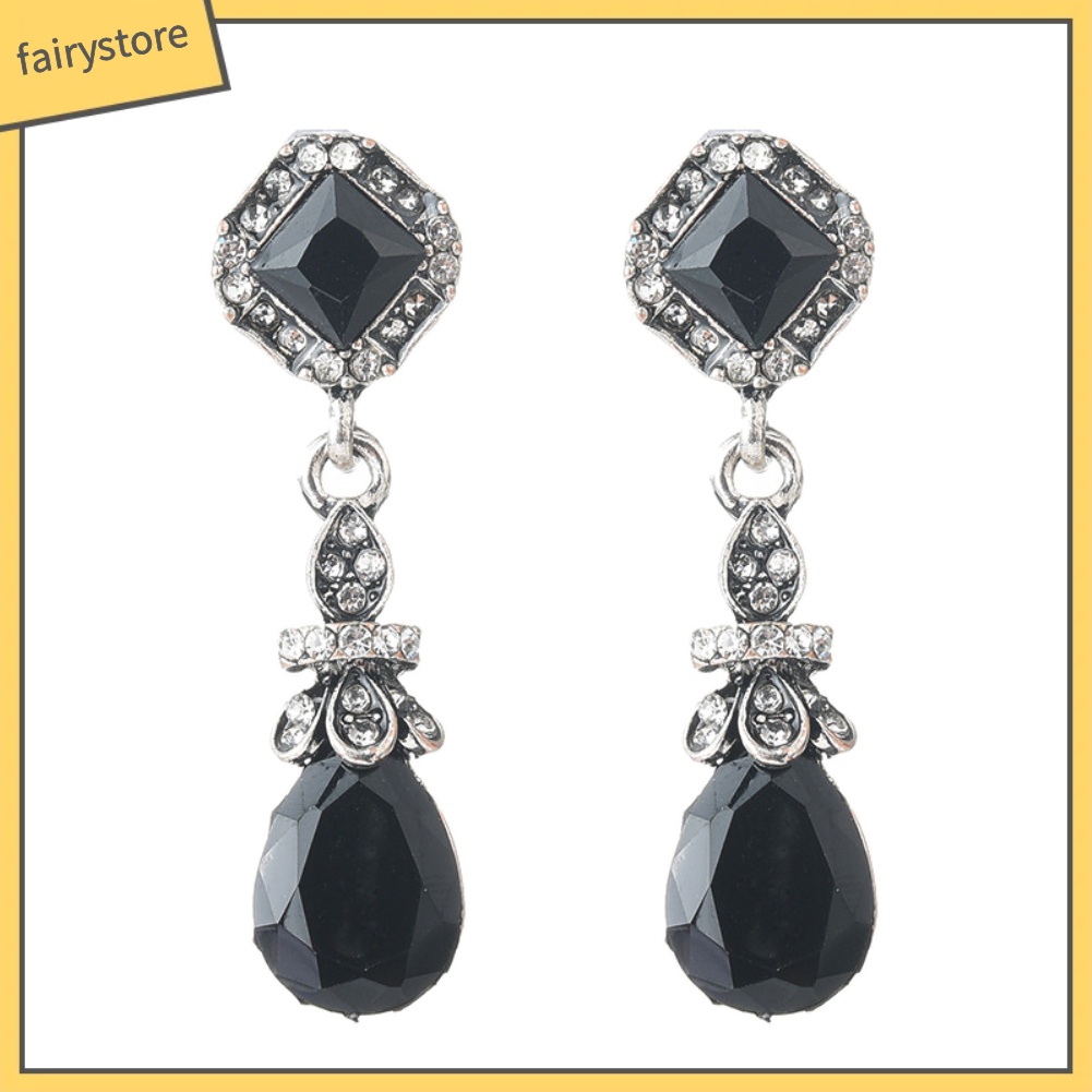 Khuyên tai dài đính đá phong cách cổ điển thanh lịch dành cho nữ