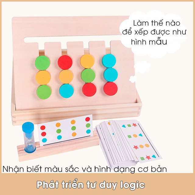 Đồ Chơi Toán Logic 4 màu- Ghép Hình Theo Mẫu Kèm Đồng Hồ Cát- Four Color Game