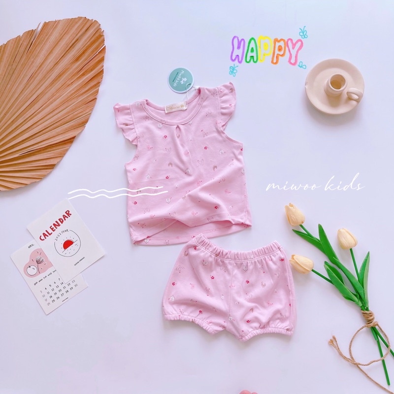 Đồ bộ bé gái cánh tiên chất cotton xuất Hàn co giãn KEM Clothing nhiều màu xinh xắn
