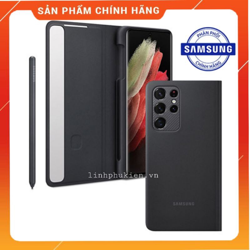 [Mã 159ELSALE hoàn 7% xu đơn 300K] Bao da Clear View kèm bút S Pen Samsung Galaxy S21 Ultra 5G chính hãng