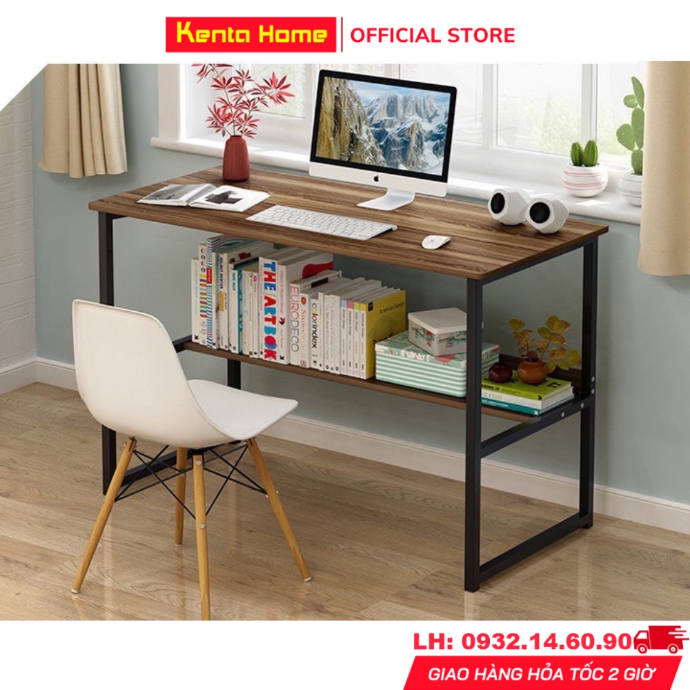 Bàn làm việc, học tập, văn phòng, kích thước 80x40x73cm có hai tầng Chân sắt U2 BLV02. Đầy đủ phụ kiện ốc và vít lắp ráp