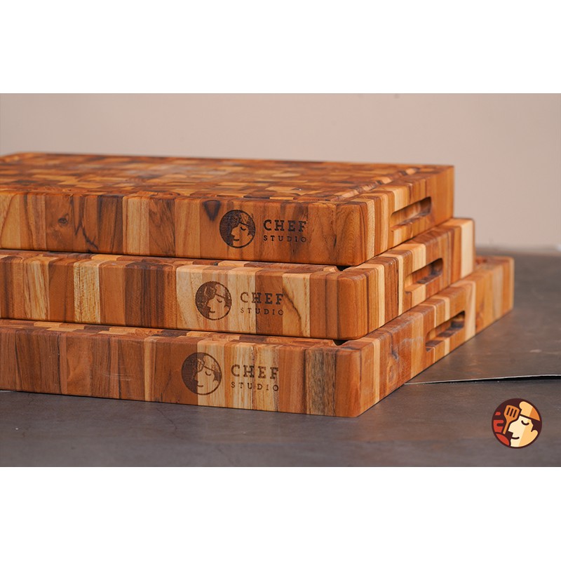 Thớt gỗ Teak Chef Studio cao cấp hình chữ nhật size 28x40 cm, đa dụng, an toàn cho sức khỏe