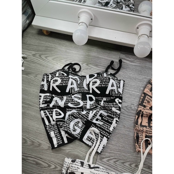 Có mút ngực Áo Dây Đôi Cúp Ngực Cổ V Croptop Chất Borip