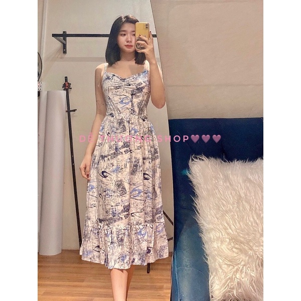 ĐẦM DÂY DÚNG NGỰC VÀ BO THUN LƯNG FORM DÀI 103CM(45-60KG)