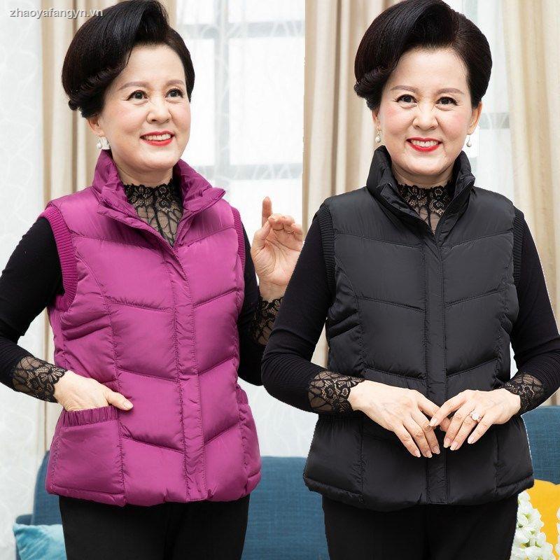 Áo khoác phao sát nách dáng ngắn chất liệu cotton dày dặn thời trang thu đông cho phụ nữ trung niên 40-50 tuổi