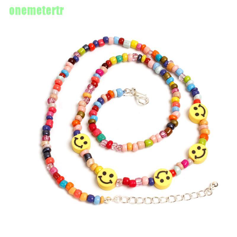 Vòng Cổ Choker Mặt Cười Nhiều Màu Sắc Phong Cách Bohemian Thời Trang Mùa Hè