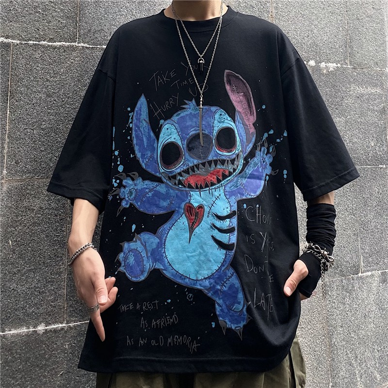 [Áo thun nam tay lỡ form rộng] Áo phông tay lỡ unisex STITCH of DISNEY, Áo phông nam form rộng đẹp màu đen chất cotton | BigBuy360 - bigbuy360.vn