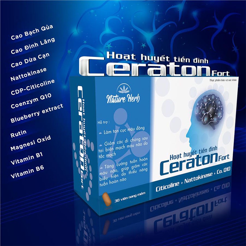 Ceraton Fort hỗ trợ hoạt huyết tiền đình hộp 30 viên , Gia Hân