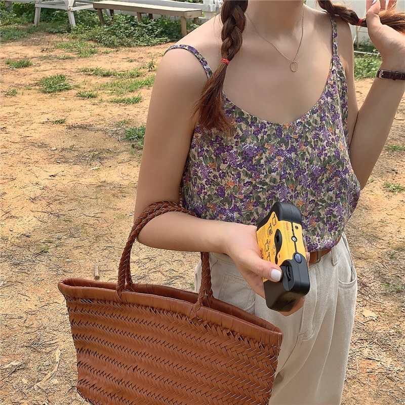 Áo Hai Dây Họa Tiết Hoa Phong Cách Hàn Quốc Quyến Rũ