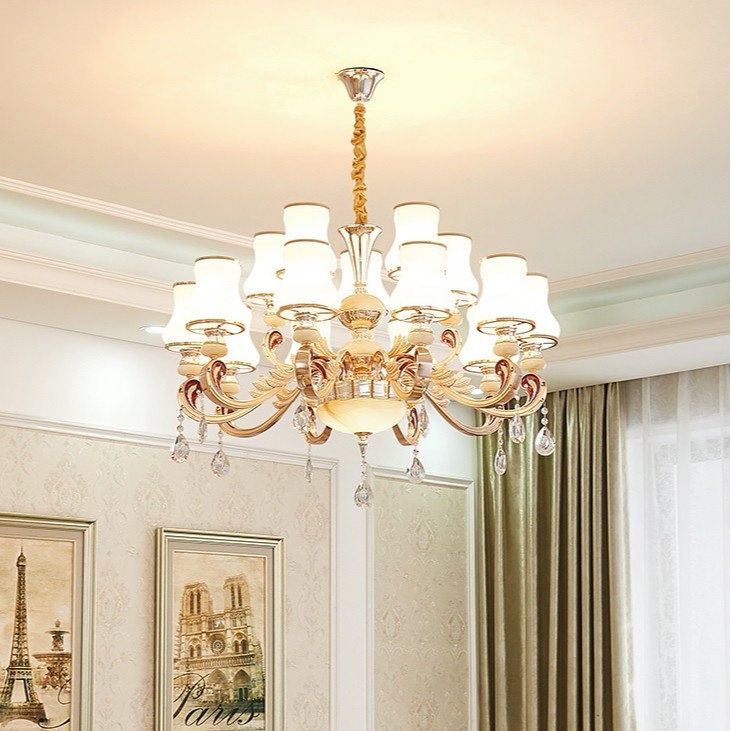 Đèn chùm AIKON kiểu dáng hiện đại 15 tay trang trí nội thất sang trọng, đẳng cấp - kèm bóng LED chuyên dụng.