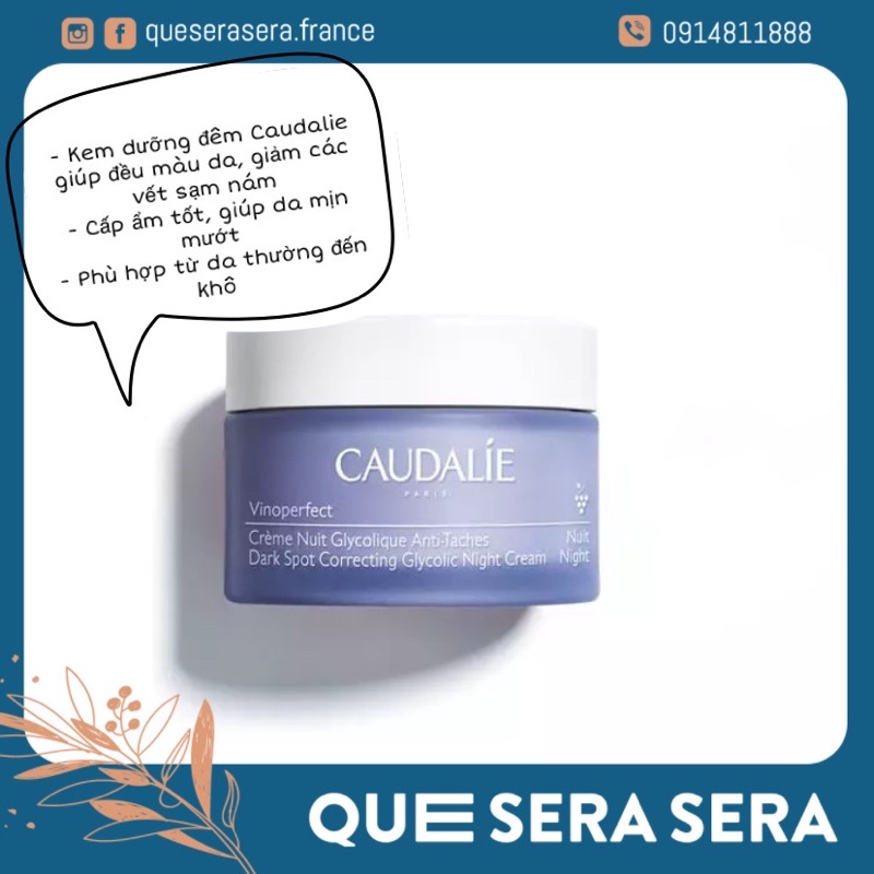 Kem dưỡng đêm Caudalie Vinoperfect sáng da, chống lão hoá