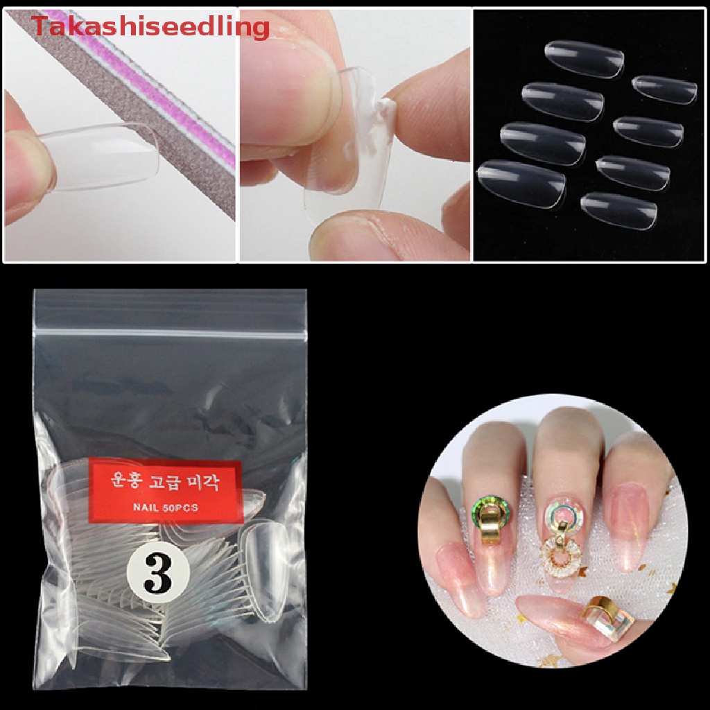 [Hàng mới về] Hộp 50 móng tay giả trong suốt dạng ốp tiện dụng