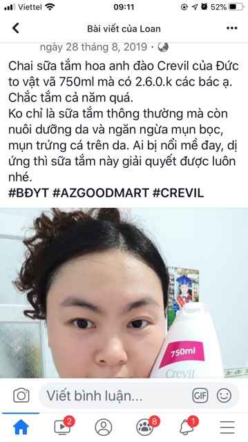 SỮA TẮM TRẮNG DA CREVIL 750ml Hương Anh Đào | BigBuy360 - bigbuy360.vn