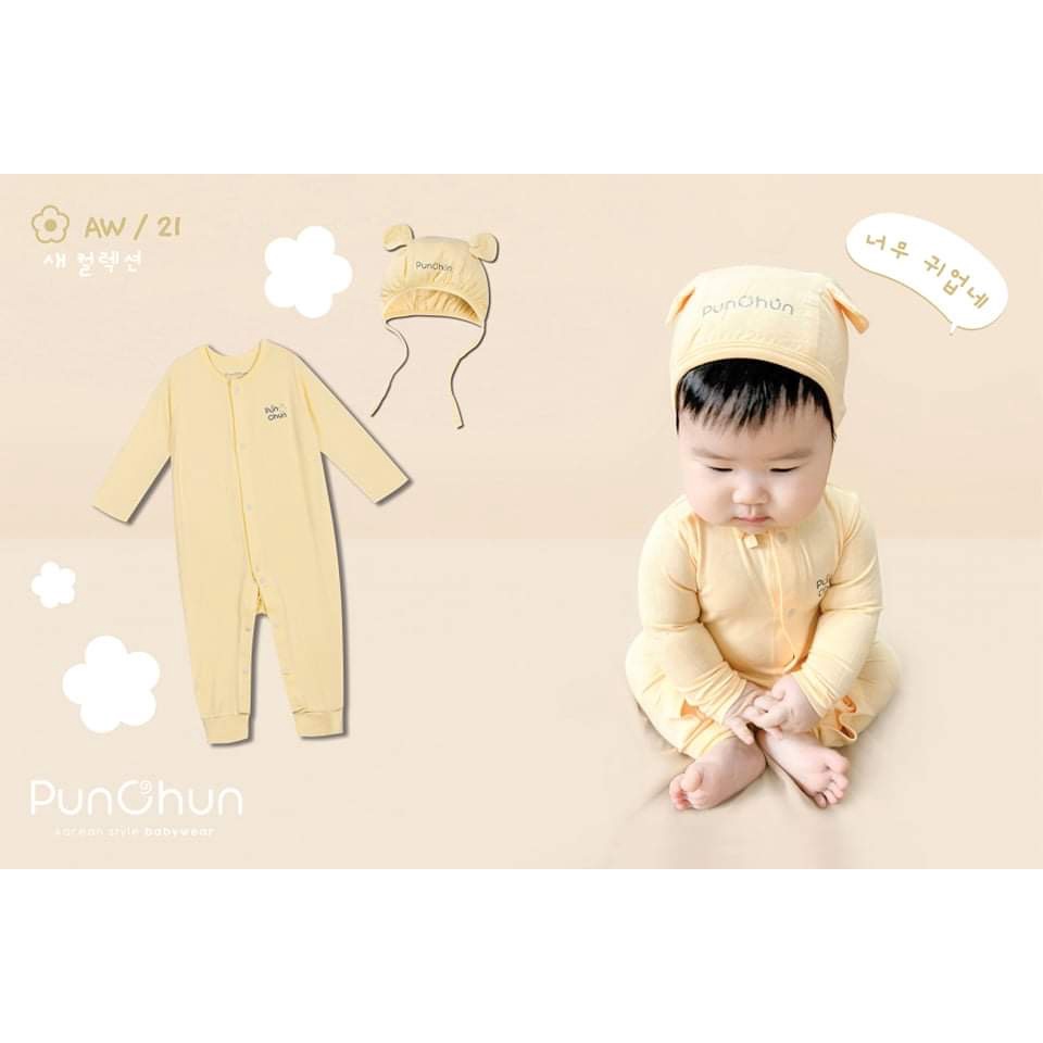 Body cho bé trai bé gái dài tay không tất cotton Punchun trẻ em