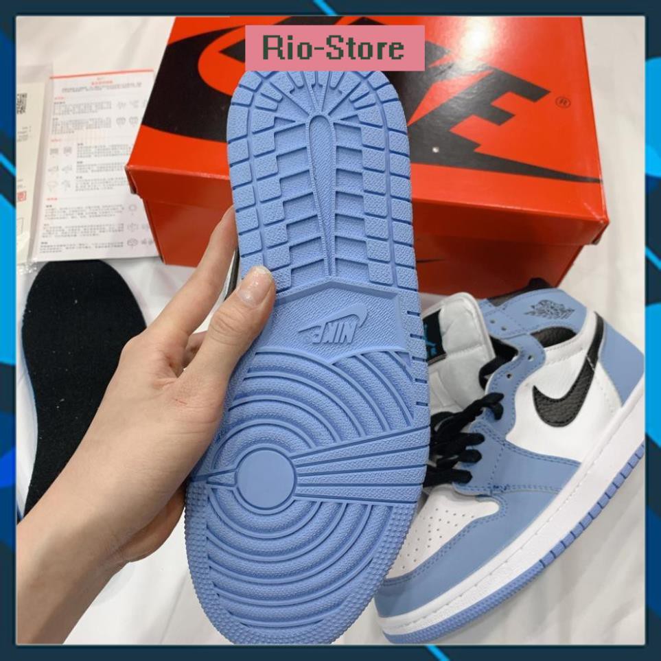 Giày Sneaker jodan 1 panda Cao Cổ 🌟FULL BOX BILL🌟 jd1 nam nữ Xanh Dương Nhạt..-Rio Store