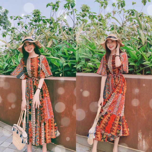 Đầm maxi bigsize ❤️ 𝐇𝐈̀𝐍𝐇 𝐓𝐇𝐀̣̂𝐓❤️ THÔ CẨM ( hình thật shop chup)
