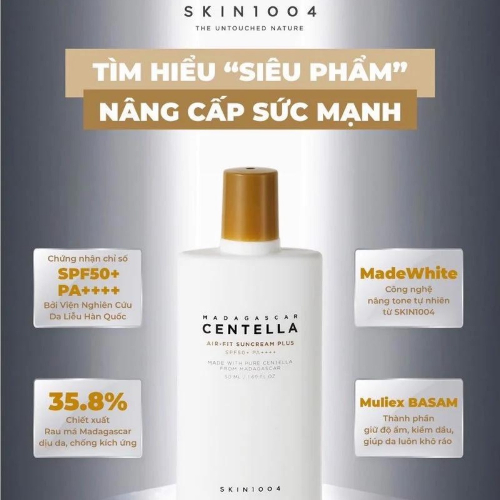 Kem chống nắng Skin1004 Madagascar Centella Air Fit Suncream SPF50+ PA++++ 50ml với chiết xuất rau má